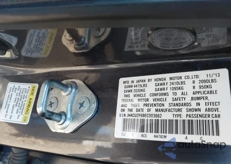 2014 Acura Tsx 2.4 z USA, uszkodzony, nr VIN JH4CU2F68EC003662